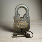 Colt Gun Cabinet Cast Iron Lock and Keys With Antique Finish (4" x 2") - Jones Peak