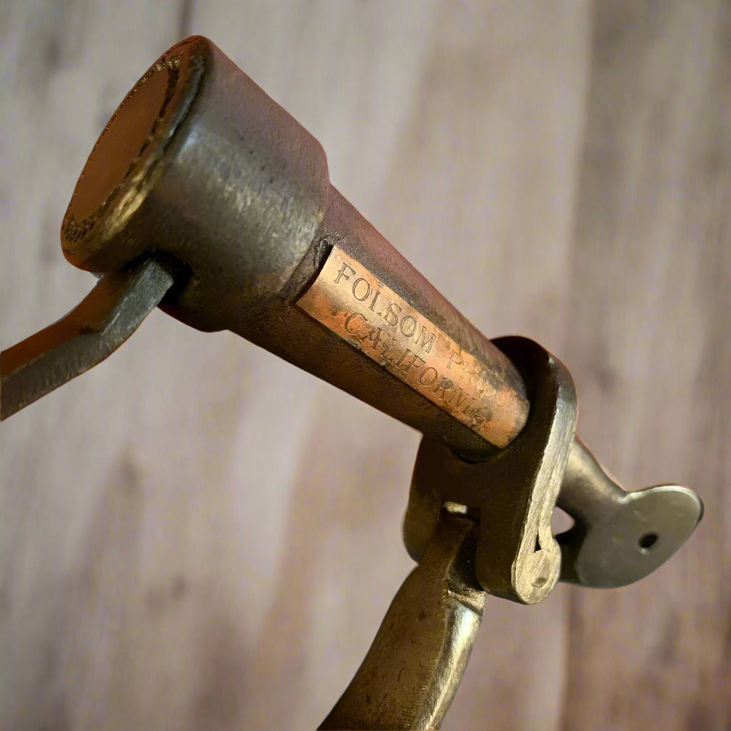 Folsom Prison California Cast Iron Handcuffs With Brass Tag & Antique Finish (12.5" Long) - Jones Peak