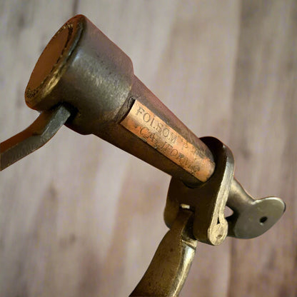 Folsom Prison California Cast Iron Handcuffs With Brass Tag & Antique Finish (12.5" Long) - Jones Peak