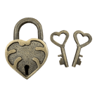 Heart Lock Solid Brass With Antique Finish And Heart Keys (2" x 1.25") - Jones Peak