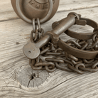 Leavenworth Prison Cast Iron Working Ball & Chain Leg Irons With Antique Finish (28" Long) - Jones Peak