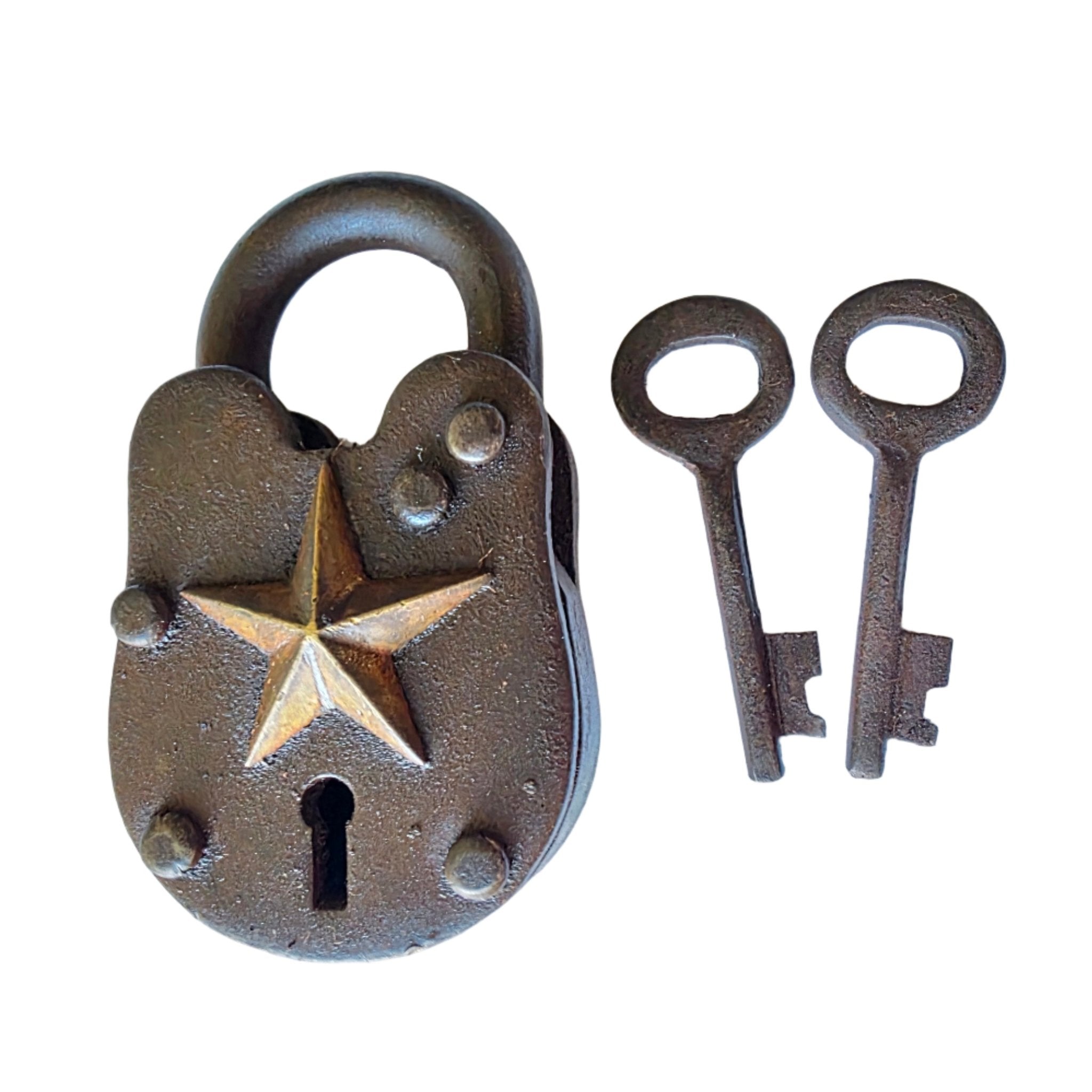 Lone Star Texas Cast Iron Lock with Embossed Star & Keys - Jones Peak