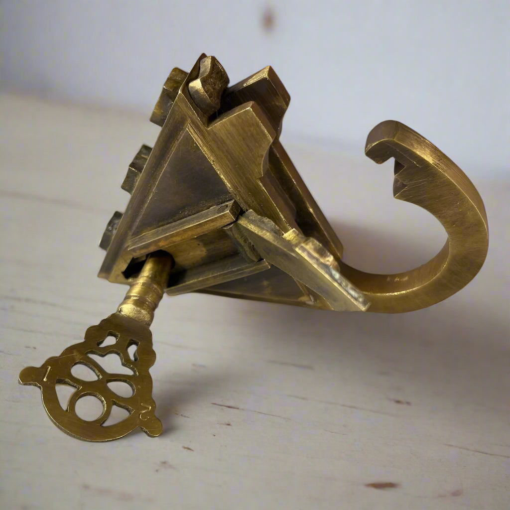 Medieval Dungeon Lock Solid Brass Triangle Padlock With Antique Finish (4.25" x 3.25") - Jones Peak