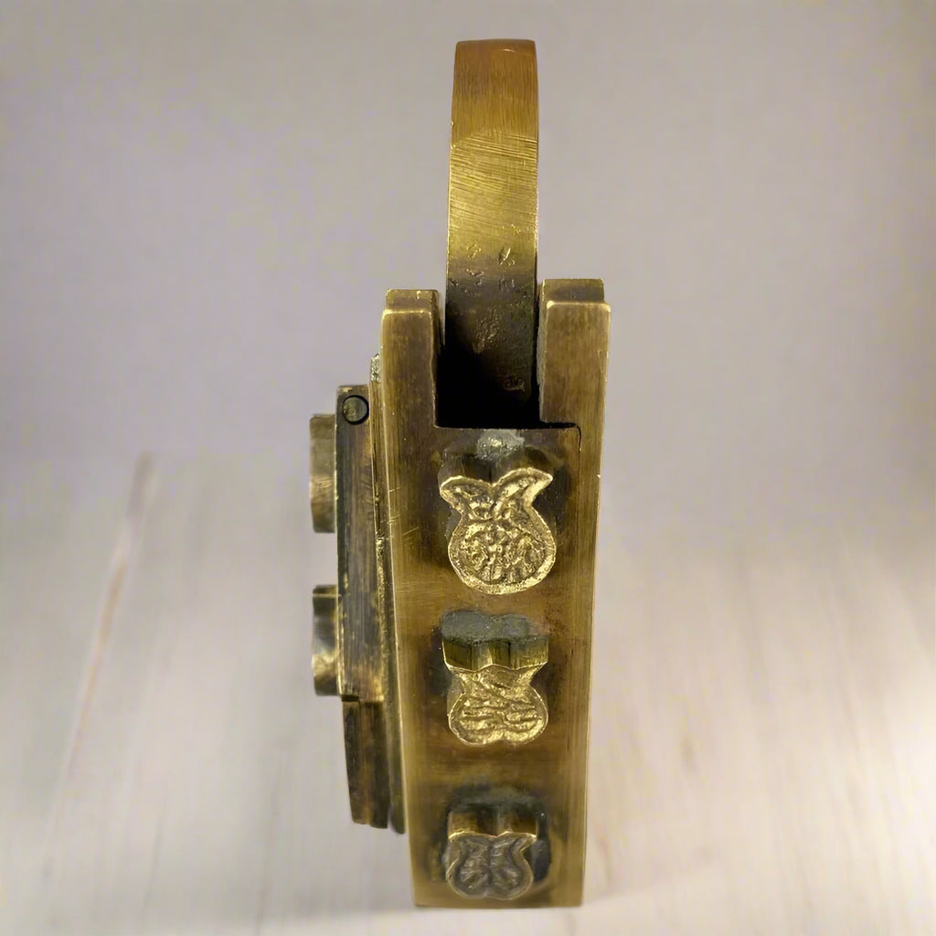 Medieval Dungeon Lock Solid Brass Triangle Padlock With Antique Finish (4.25" x 3.25") - Jones Peak