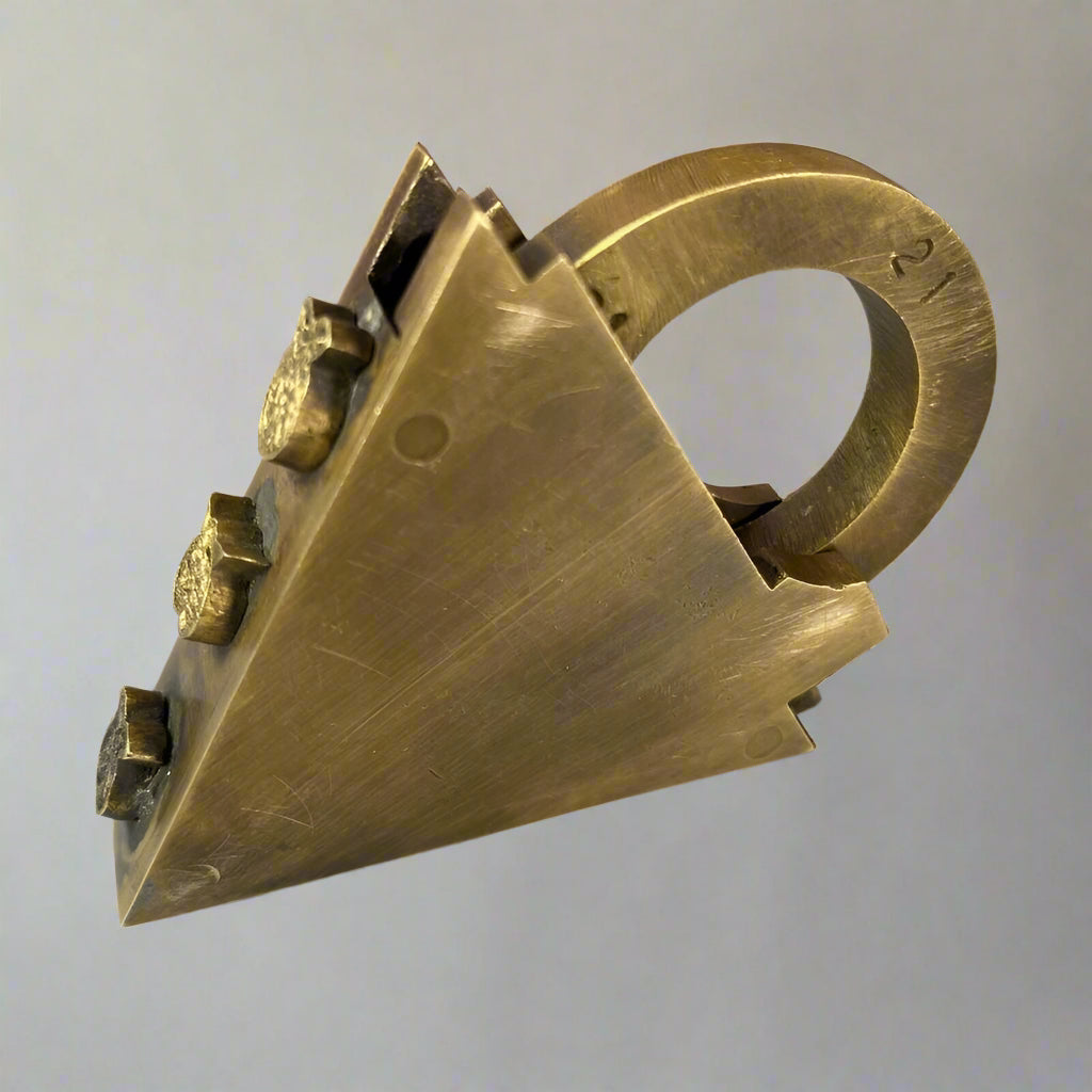 Medieval Dungeon Lock Solid Brass Triangle Padlock With Antique Finish (4.25" x 3.25") - Jones Peak
