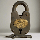 Pony Express 1860 Cast Iron Lock With Brass Tag & 2 Keys (3.75" x 2.25") - Jones Peak