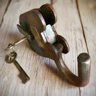 Pony Express Cast Iron Lock With Brass Tag & Antique Finish (3" x 5") - Jones Peak