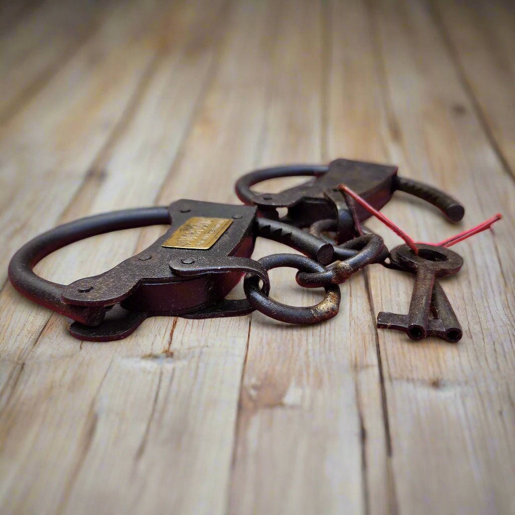 Tombstone Arizona Territory Cast Iron Adjustable Handcuffs With Antique Finish (12.5" Long) - Jones Peak