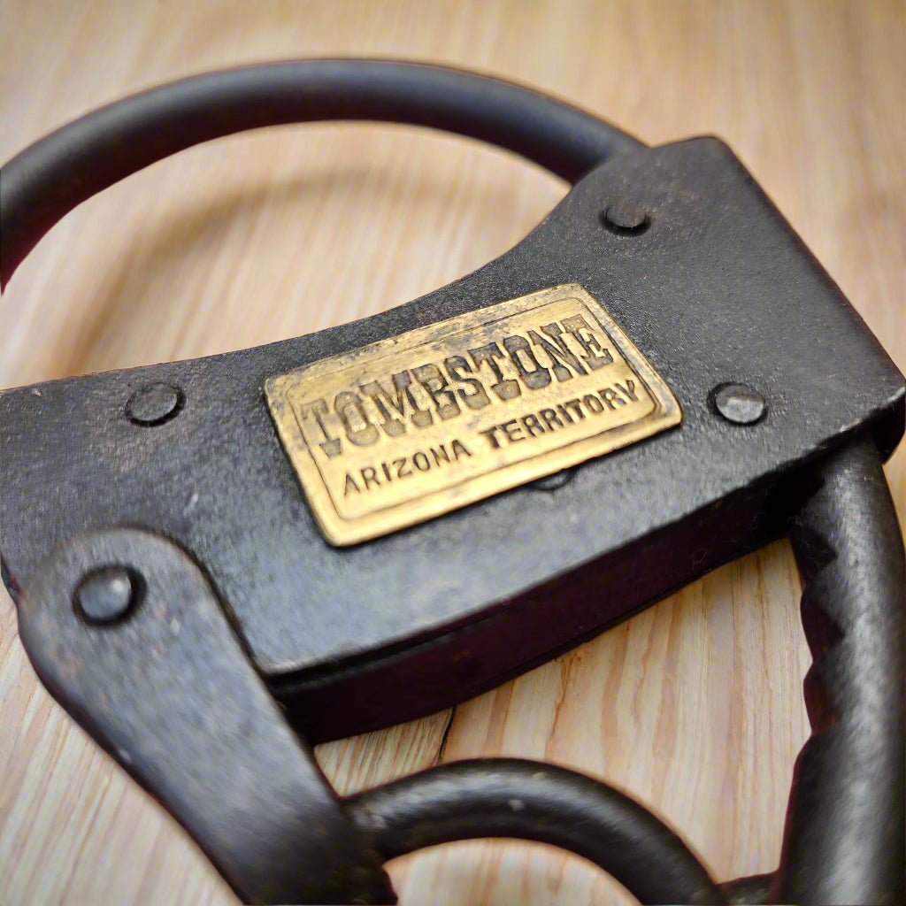 Tombstone Arizona Territory Cast Iron Adjustable Handcuffs With Antique Finish (12.5" Long) - Jones Peak
