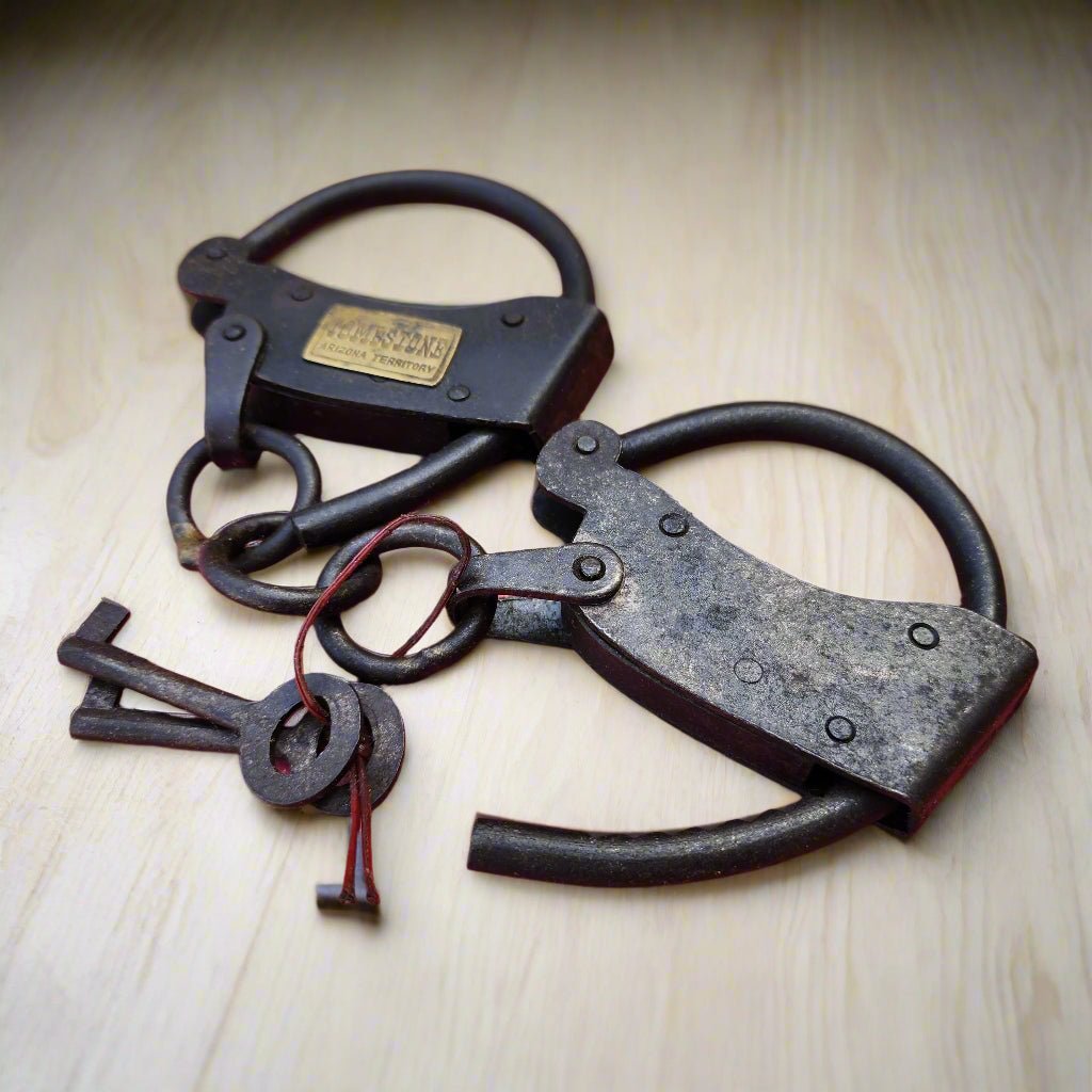 Tombstone Arizona Territory Cast Iron Adjustable Handcuffs With Antique Finish (12.5" Long) - Jones Peak