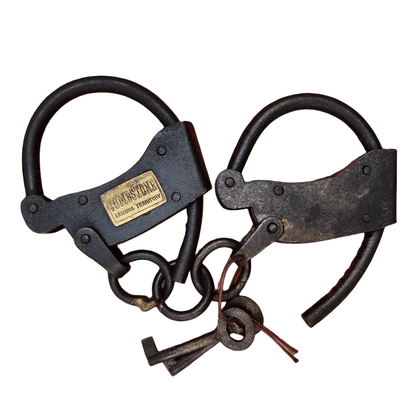 Tombstone Arizona Territory Cast Iron Adjustable Handcuffs With Antique Finish (12.5" Long) - Jones Peak