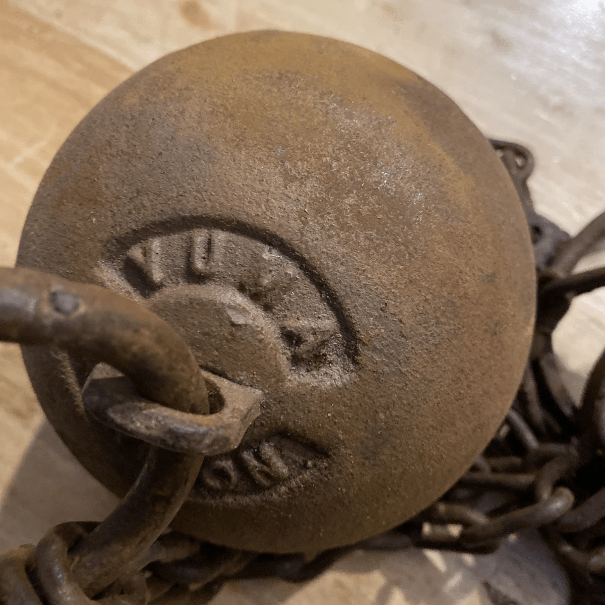 Yuma Prison Cast Iron Working Ball & Chain Leg Irons With Antique Finish (28" Long) - Jones Peak