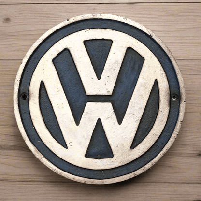 Volkswagen Cast Iron Plaque With Painted Antique Finish (9" Round) - Jones Peak