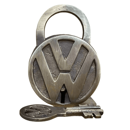 Volkswagen Solid Brass Lock and Keys With Antique Finish (3.25" x 2.25") - Jones Peak