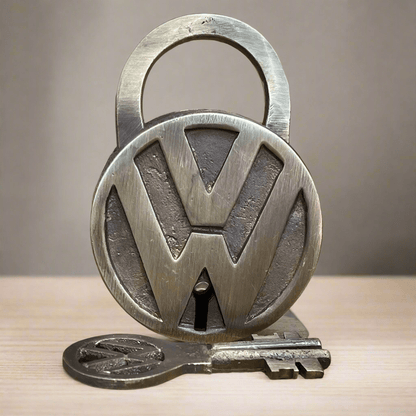 Volkswagen Solid Brass Lock and Keys With Antique Finish (3.25" x 2.25") - Jones Peak