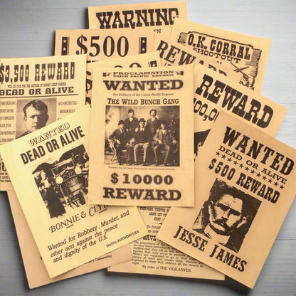 Wanted Posters Parchment With Antique Finish (Set of 12) - Jones Peak
