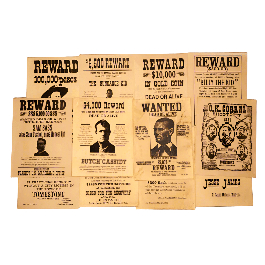 Wanted Posters Parchment With Antique Finish (Set of 12) - Jones Peak