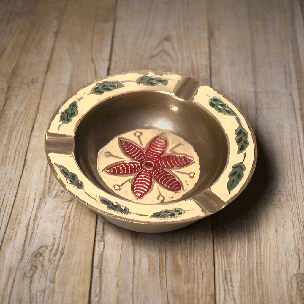 Wildflower Solid Brass Ashtray With Painted Antique Finish (2.75" Round) - Jones Peak