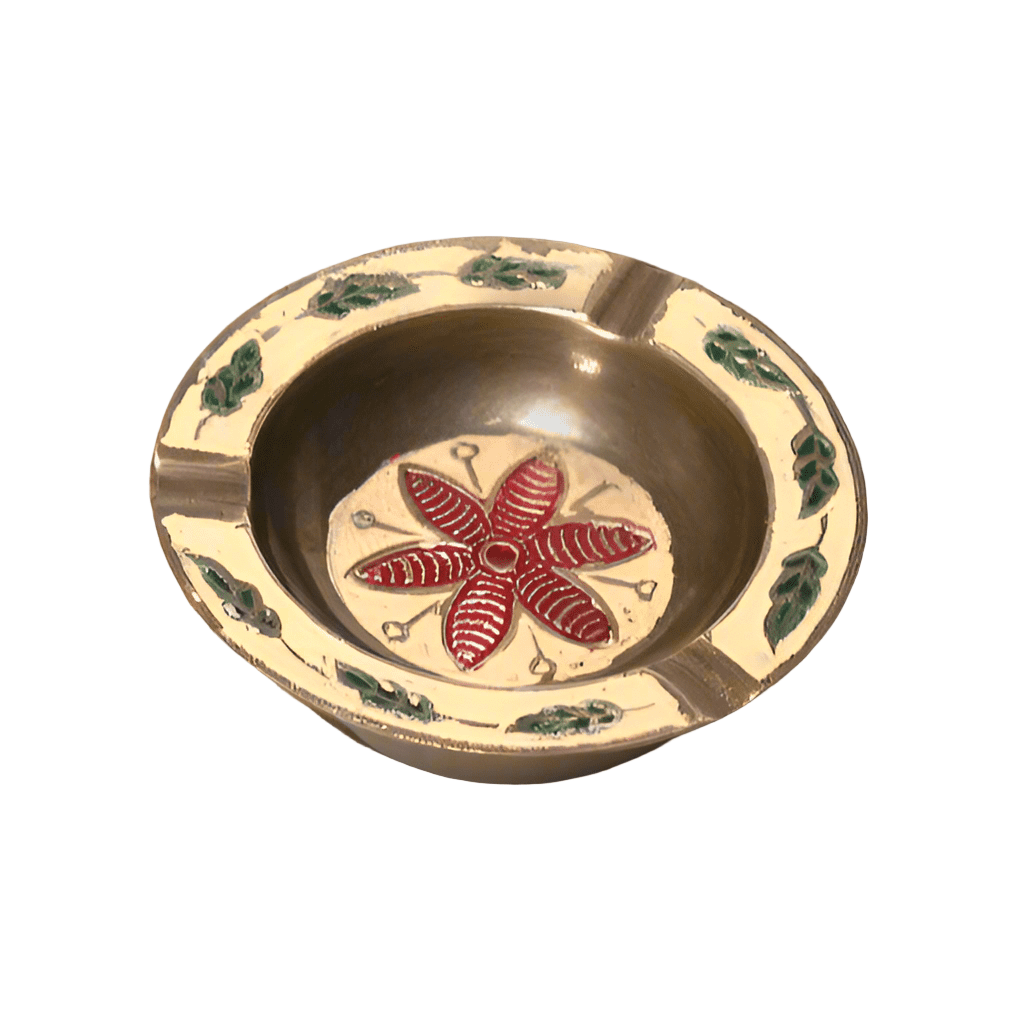 Wildflower Solid Brass Ashtray With Painted Antique Finish (2.75" Round) - Jones Peak