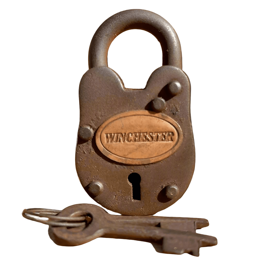 Winchester Cast Iron Gate Lock With Keys & Antique Finish (2.5" x 1.5") - Jones Peak
