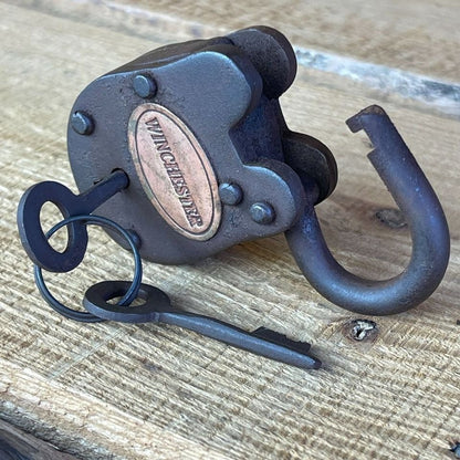 Winchester Cast Iron Gate Lock With Keys & Antique Finish (2.5" x 1.5") - Jones Peak