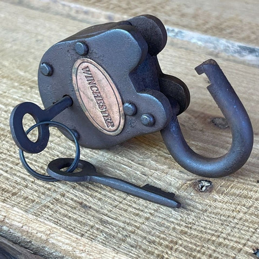Winchester Cast Iron Gate Lock With Keys & Antique Finish (2.5" x 1.5") - Jones Peak