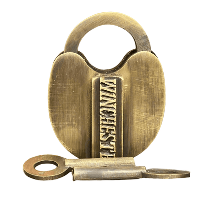 Winchester Solid Brass Lock With Branded Shaft & Antique Finish (3" x 2.25") - Jones Peak