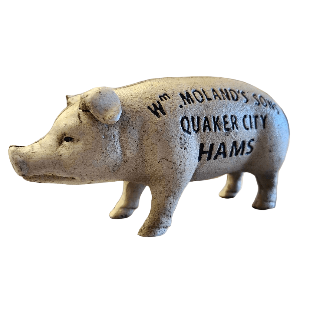Wm. Moland's Sons Quaker City Hams Cast Iron Coin Bank (7.5" x 3.5") - Jones Peak