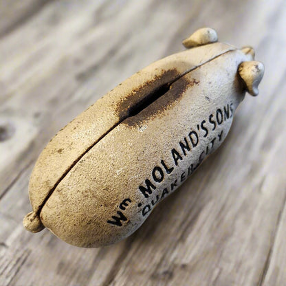 Wm. Moland's Sons Quaker City Hams Cast Iron Coin Bank (7.5" x 3.5") - Jones Peak