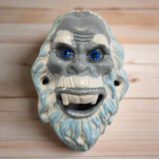 Yeti Abominable Snowman Cast Iron Wall Mounted Bottle Opener With Painted Finish (4.75" x 3.5") - Jones Peak
