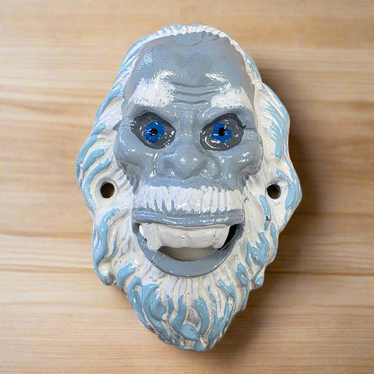 Yeti Abominable Snowman Cast Iron Wall Mounted Bottle Opener With Painted Finish (4.75" x 3.5") - Jones Peak