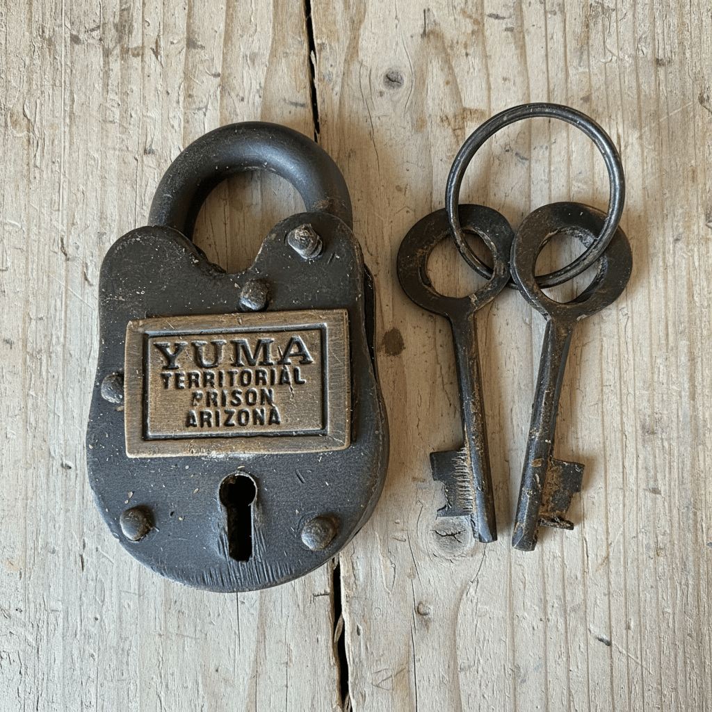 Yuma Territorial Prison Arizona Cast Iron Gate Lock With Keys & Antique Finish (2.5" x 1.5") - Jones Peak