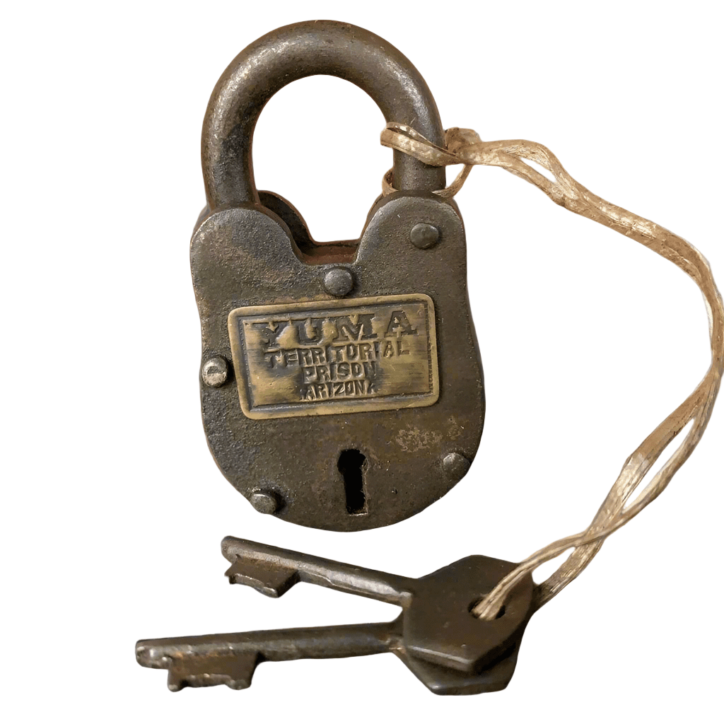 Yuma Territorial Prison Arizona Cast Iron Gate Lock With Keys & Antique Finish (2.5" x 1.5") - Jones Peak