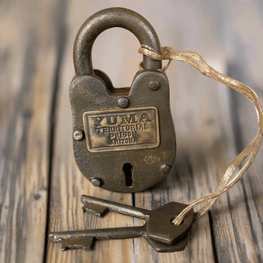 Yuma Territorial Prison Arizona Cast Iron Gate Lock With Keys & Antique Finish (2.5" x 1.5") - Jones Peak