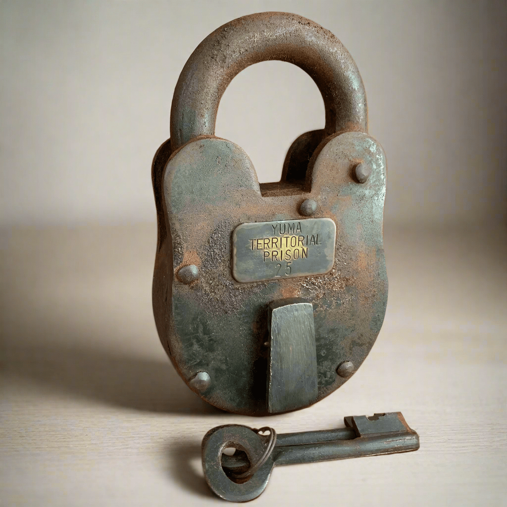 Yuma Territorial Prison Cast Iron Lock & Keys With Antique Finish (3" x 5") - Jones Peak